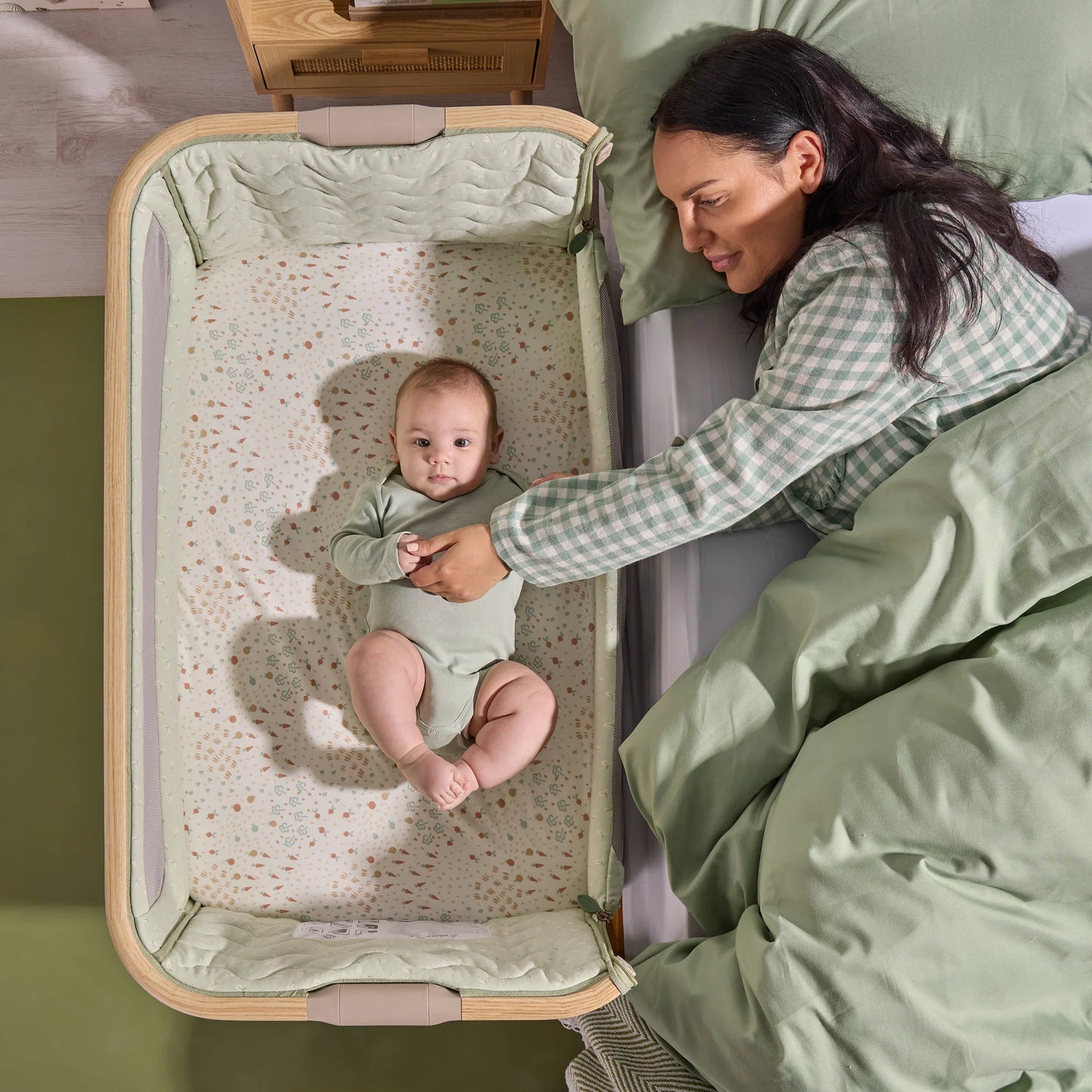 Tutti Bambini CoZee Air 2 Bedside Crib Drifted Oak and Eucalyptus