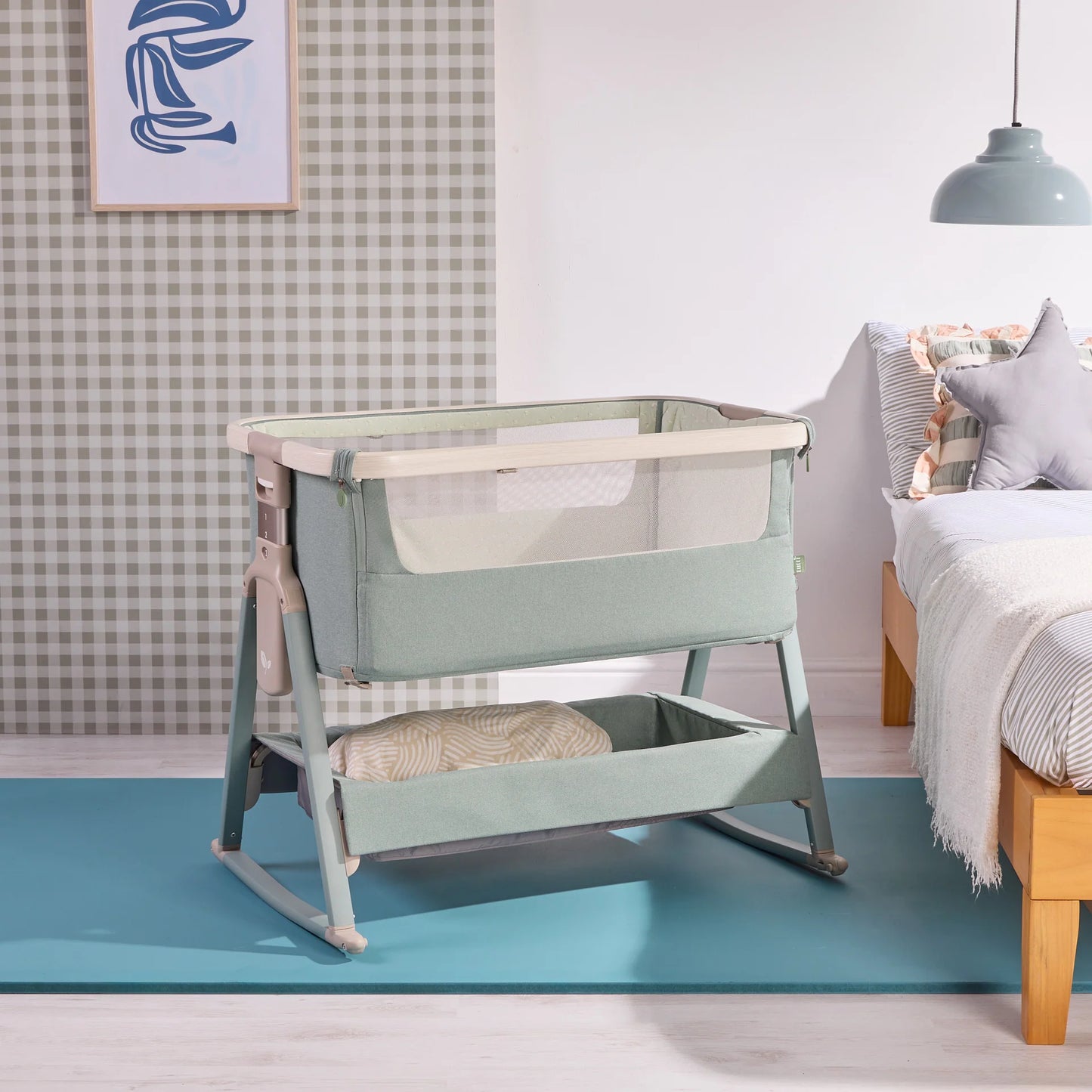 Tutti Bambini CoZee Air 2 Bedside Crib Whitewash Kelp