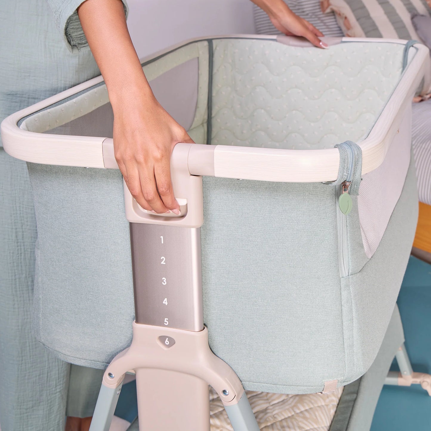 Tutti Bambini CoZee Air 2 Bedside Crib Whitewash Kelp
