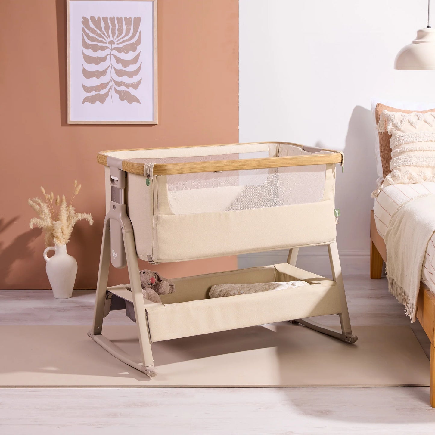Tutti Bambini CoZee Air 2 Bedside Crib Toasted Oak and Sand