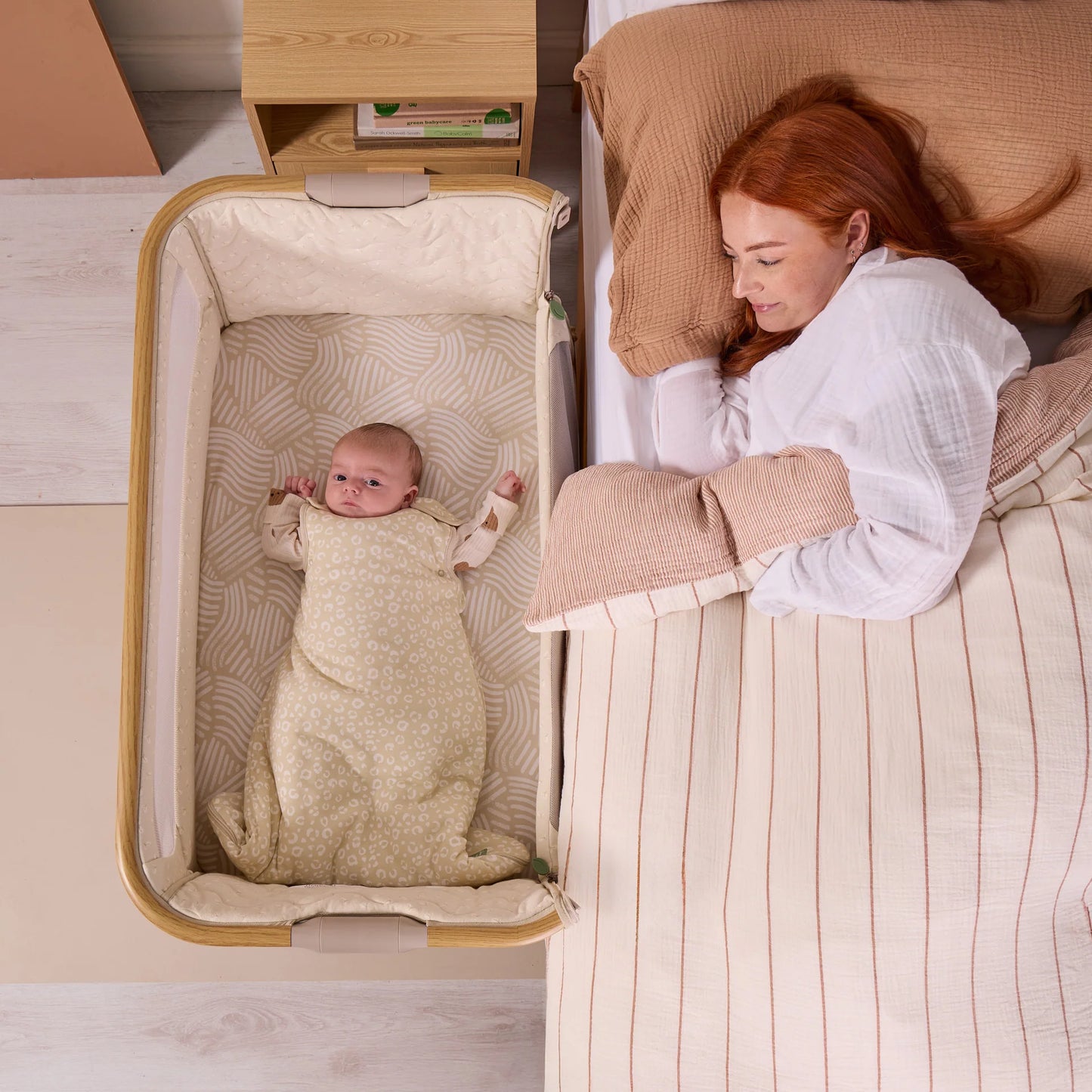 Tutti Bambini CoZee Air 2 Bedside Crib Toasted Oak and Sand