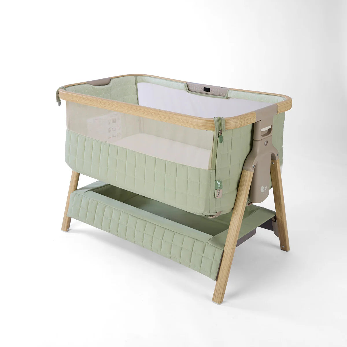 Tutti Bambini Cozee Sense Bedside Crib Drifted Oak and Eucalyptus