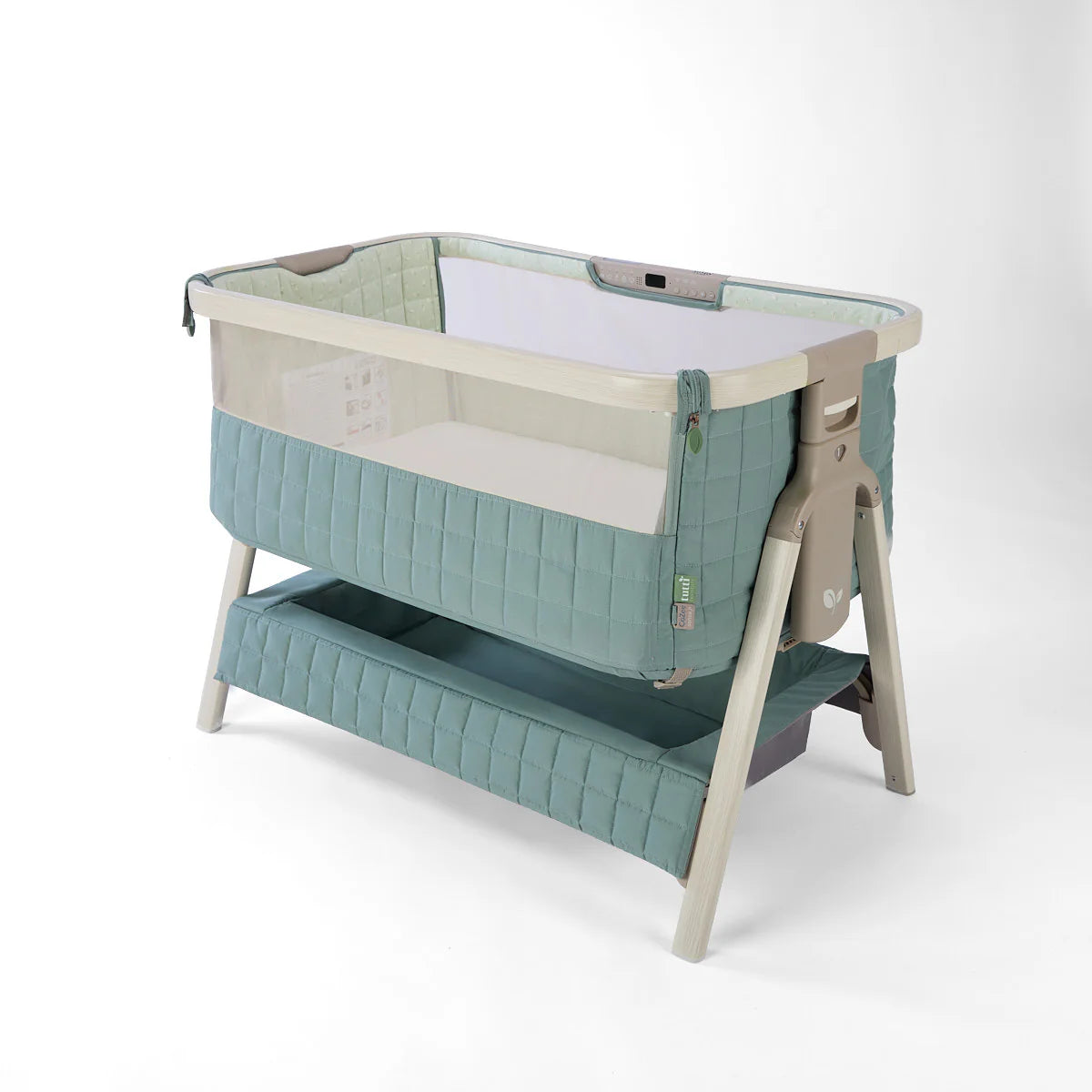 Tutti Bambini Cozee Sense Bedside Crib Whitewash Kelp