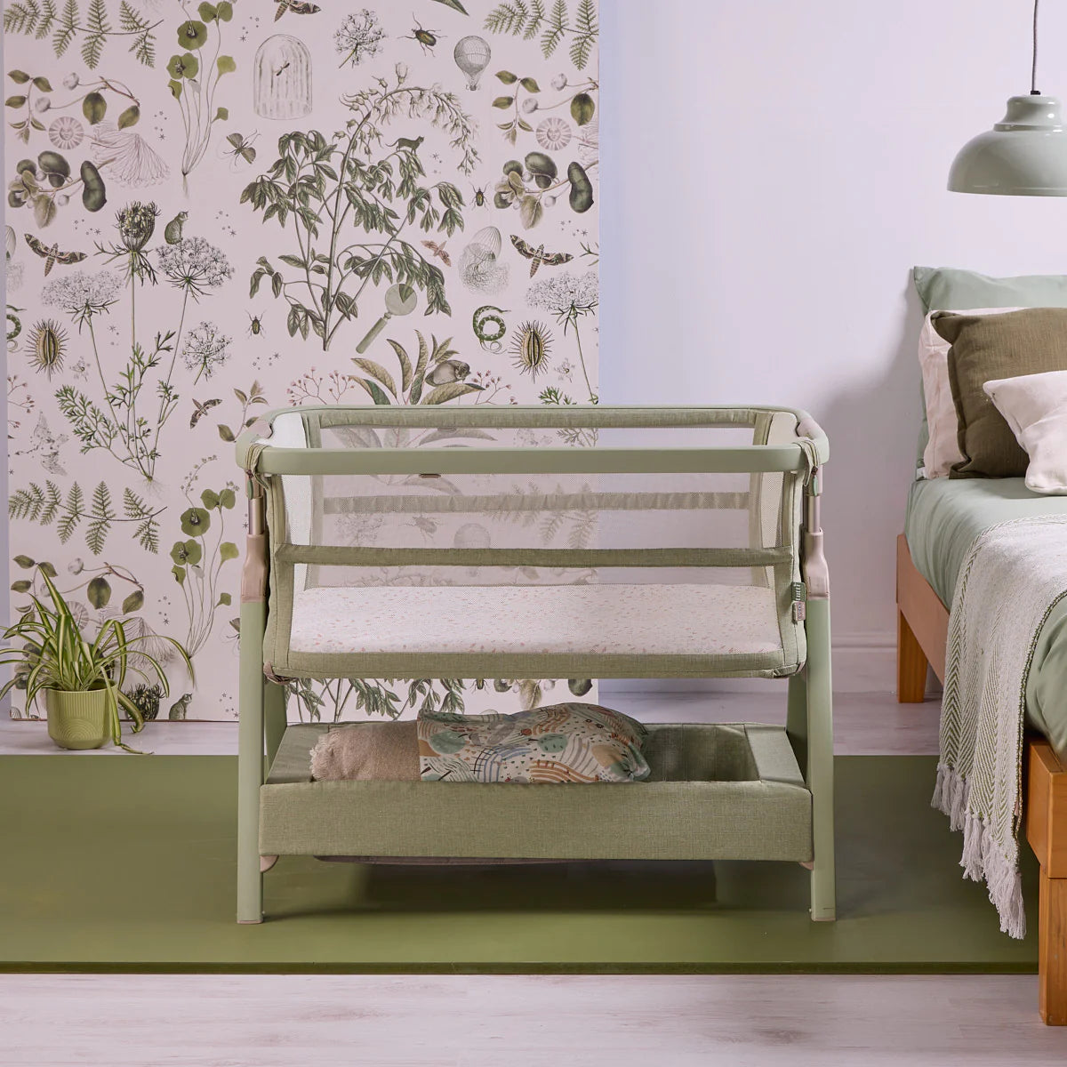 Tutti Bambini CoZee Zen Bedside Crib Eucalyptus
