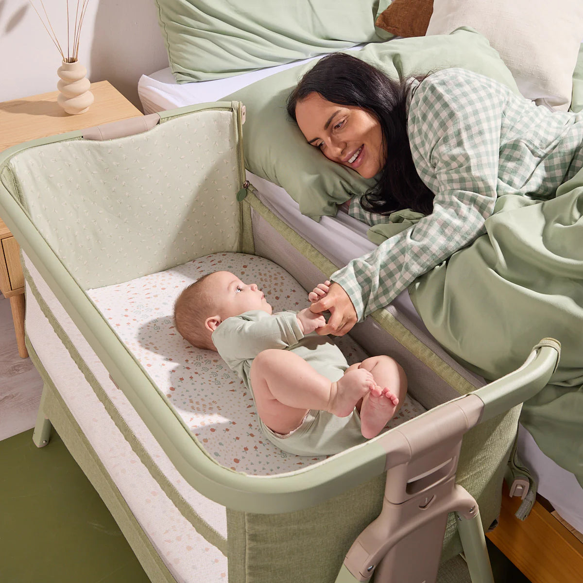 Tutti Bambini CoZee Zen Bedside Crib Eucalyptus