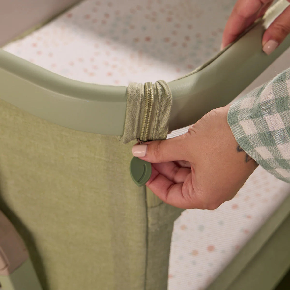 Tutti Bambini CoZee Zen Bedside Crib Eucalyptus