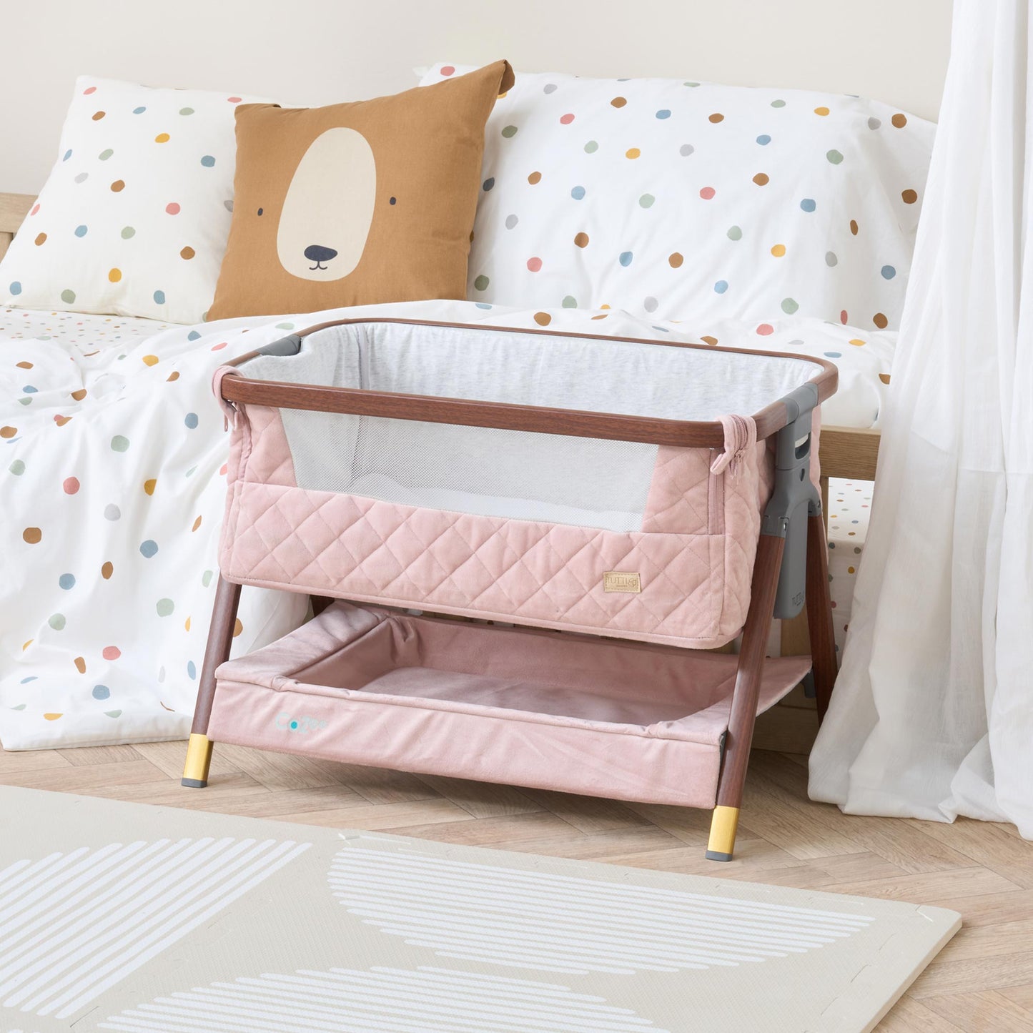 Tutti Bambini CoZee Luxe Mini Me Crib - Walnut & Blush