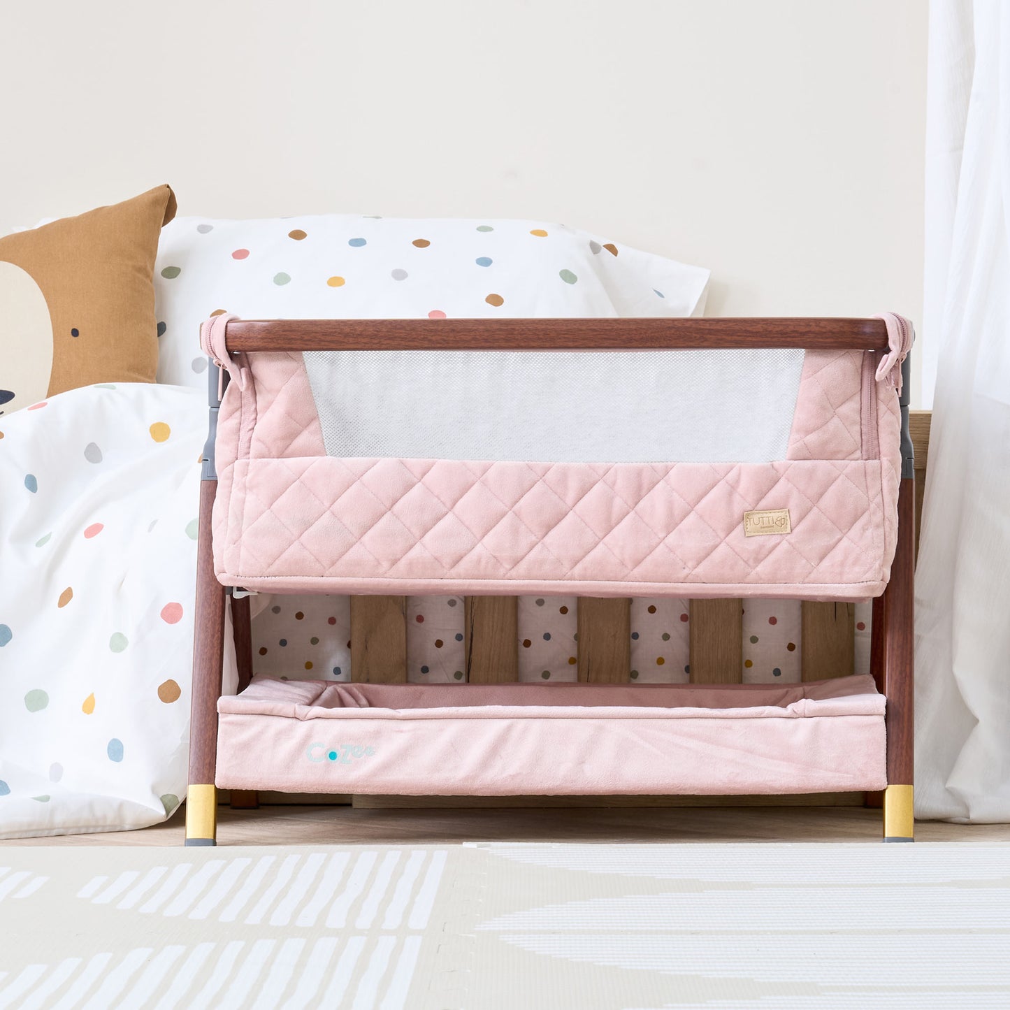 Tutti Bambini CoZee Luxe Mini Me Crib - Walnut & Blush