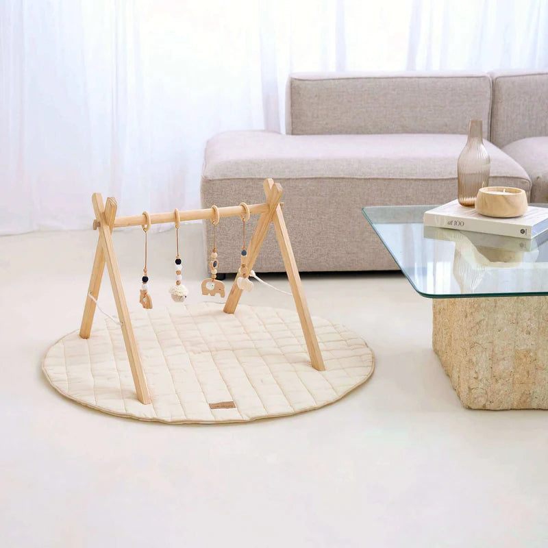 Clair-de-lune Organic Play Mat & Wooden Play Gym Set