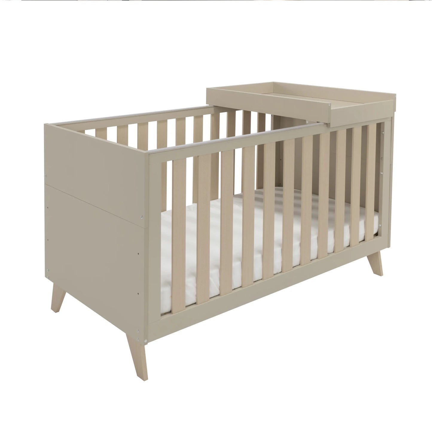 Babymore Dante Cot Bed with Cot Top Changer – Cashmere