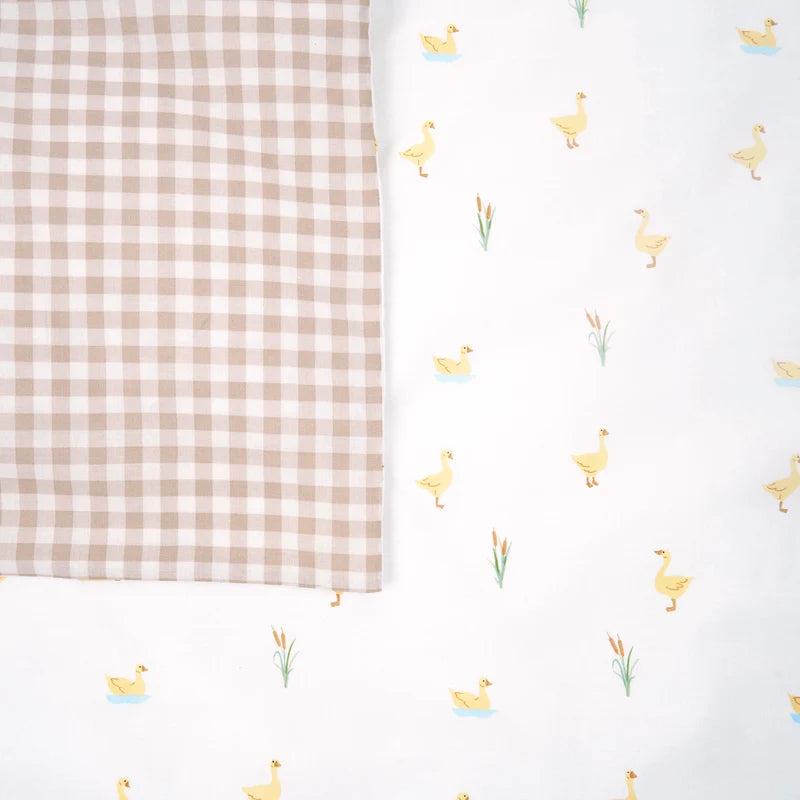 Clair-de-lune Reversible Little Duckling Cot Bed Duvet Cover and Pillowcase Set