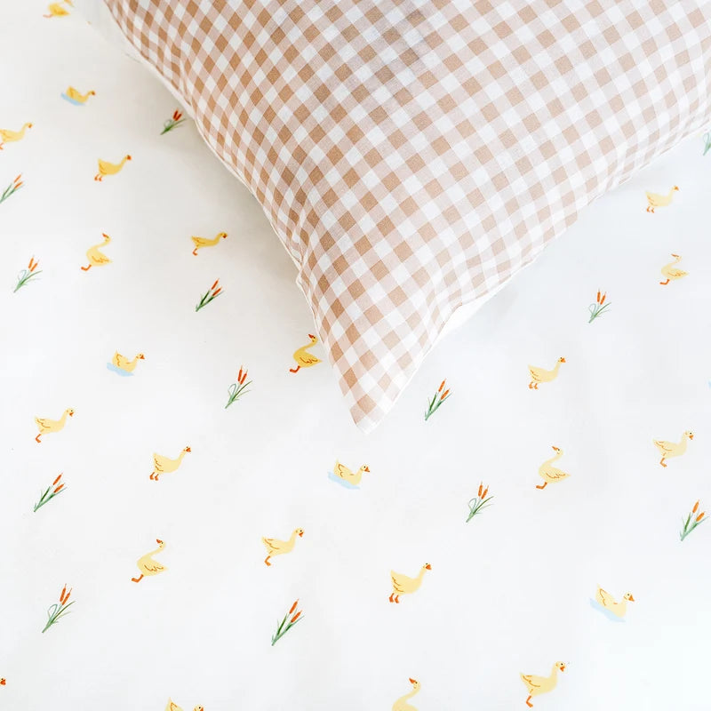 Clair-de-lune Reversible Little Duckling Cot Bed Duvet Cover and Pillowcase Set