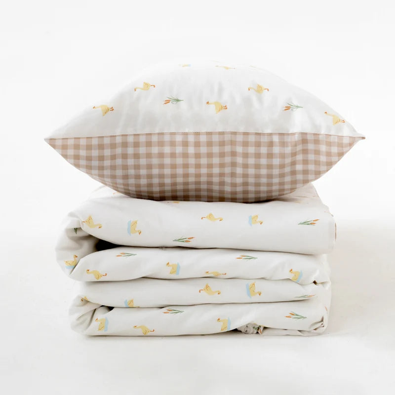 Clair-de-lune Reversible Little Duckling Cot Bed Duvet Cover and Pillowcase Set