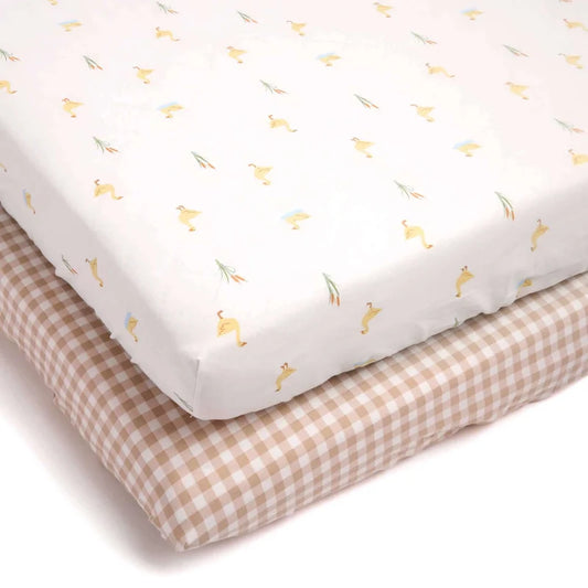 Clair-de-lune 2 Pack Fitted Little Duckling Cot Bed Sheets - 140 x 70 cm
