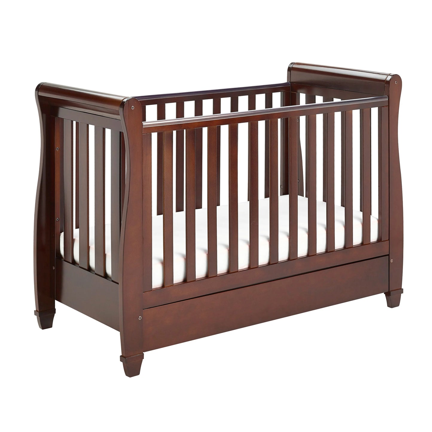 Babymore Eva Sleigh Drop Side Cot Bed – Brown