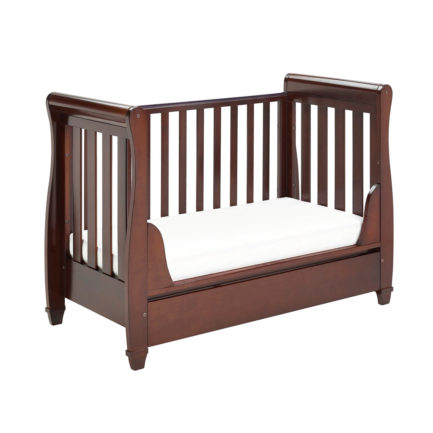 Babymore Eva Sleigh Drop Side Cot Bed – Brown