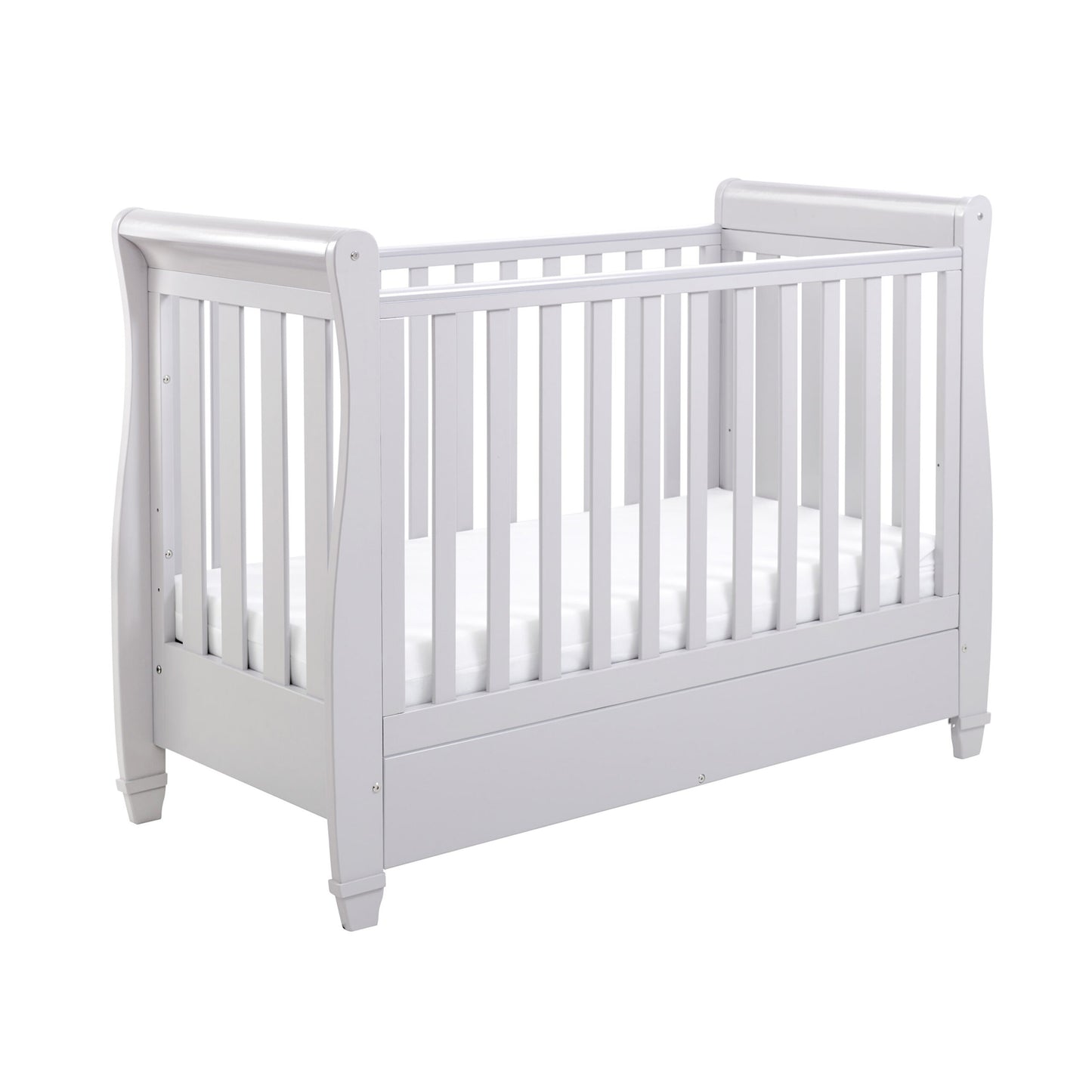 Babymore Eva Sleigh Drop Side Cot Bed – Grey