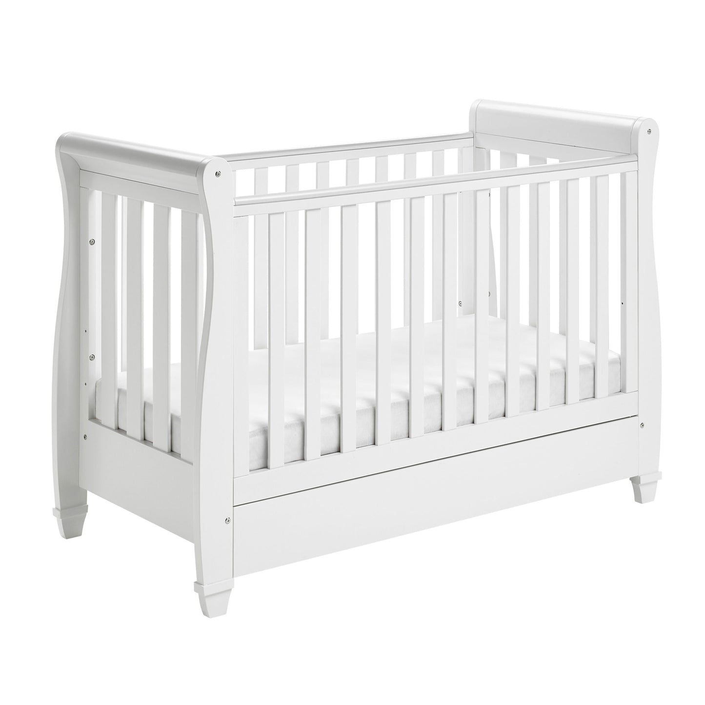 Babymore Eva Sleigh Drop Side Cot Bed – White