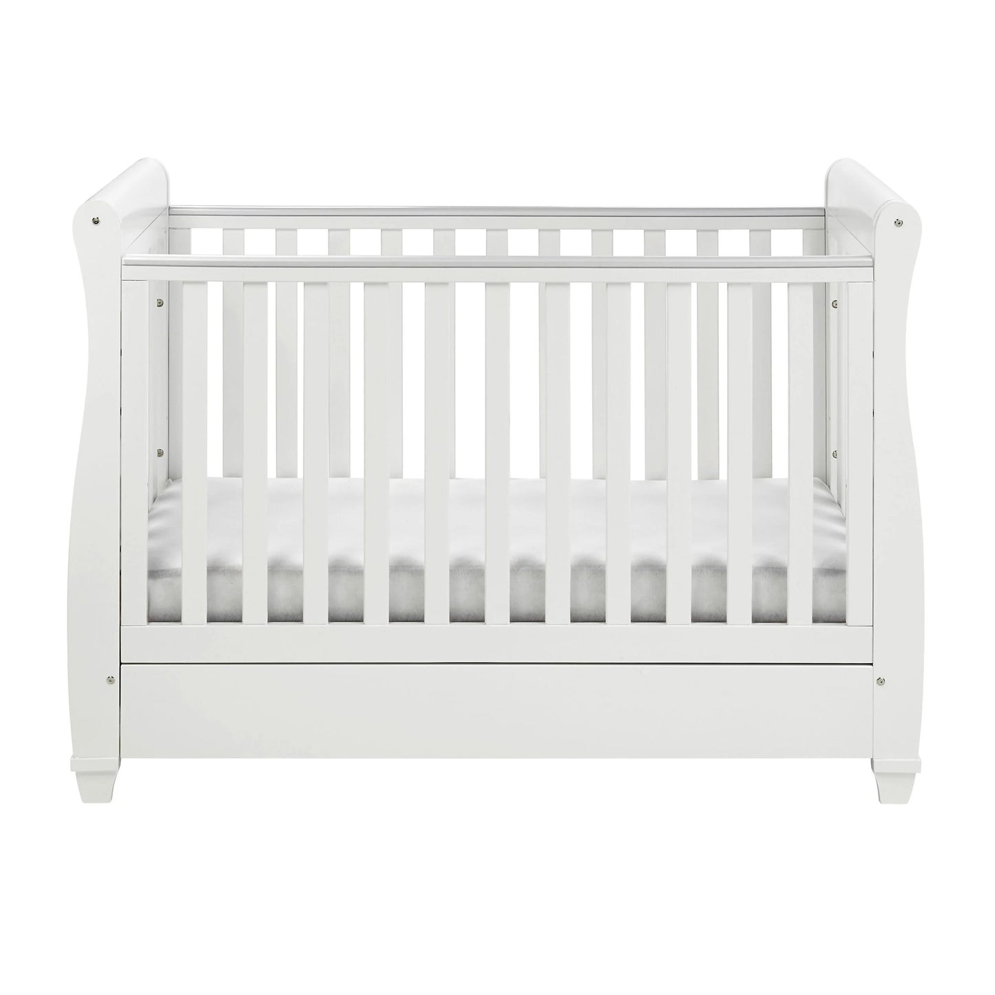 Babymore Eva Sleigh Drop Side Cot Bed – White