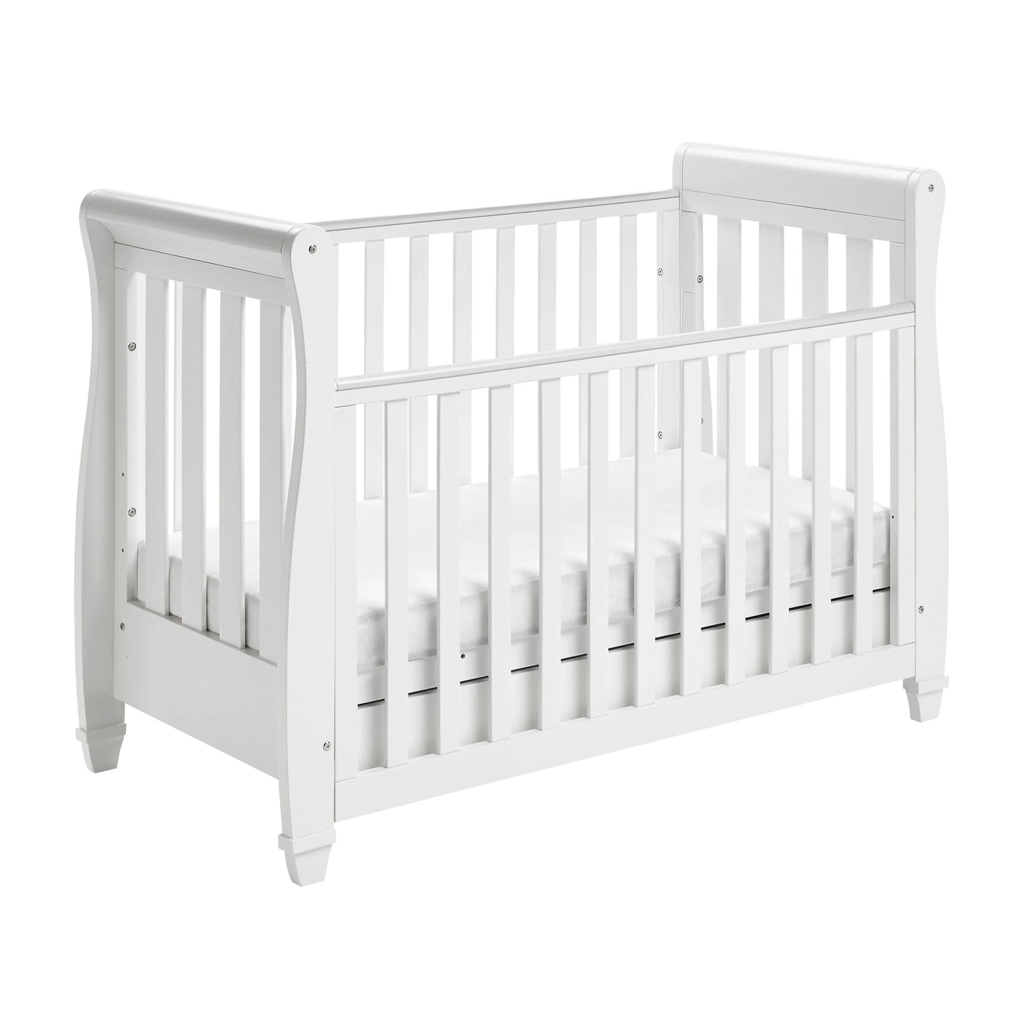 Babymore Eva Sleigh Drop Side Cot Bed – White