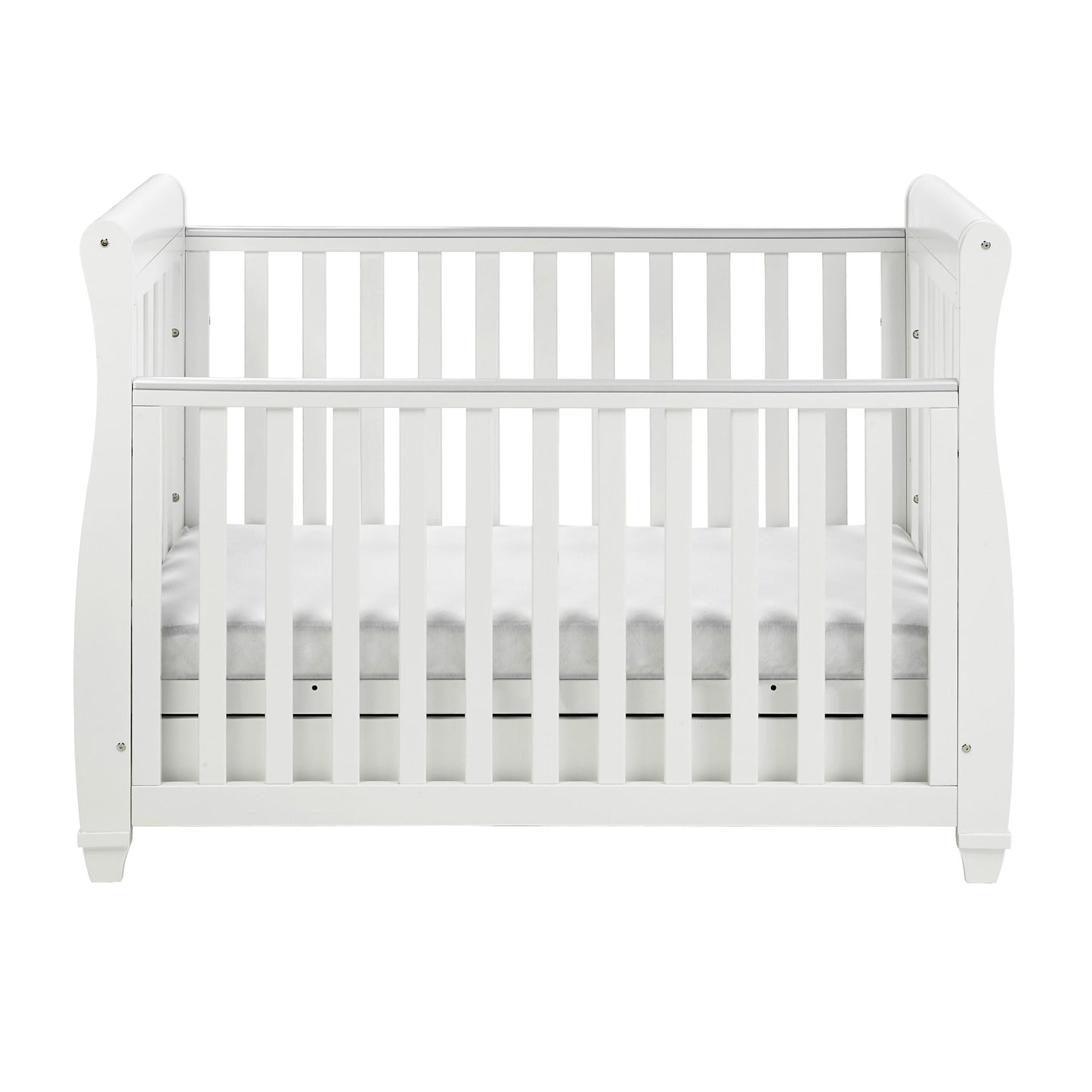 Babymore Eva Sleigh Drop Side Cot Bed – White