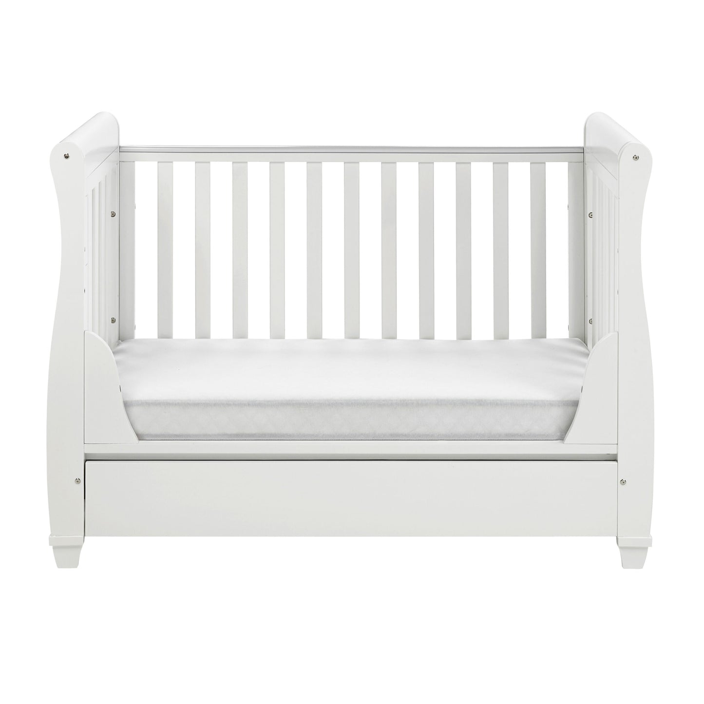 Babymore Eva Sleigh Drop Side Cot Bed – White