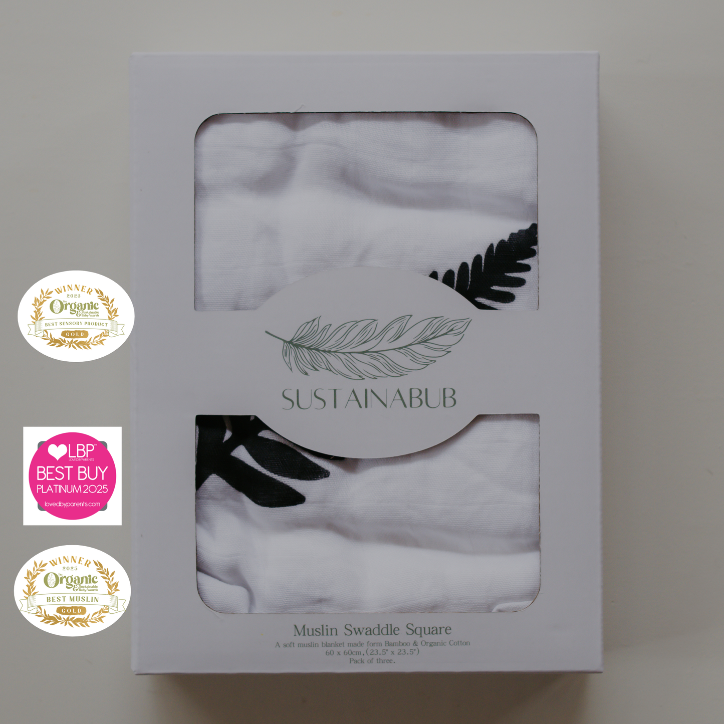 Fern Print Baby Muslins - Pack of 3 (60x60cm)