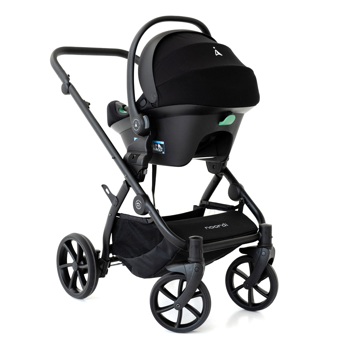 Noordi Sole V3 - 3in1 Travel System with ThermoCot Carrycot + Terra i-Size Car Seat, Slate Black
