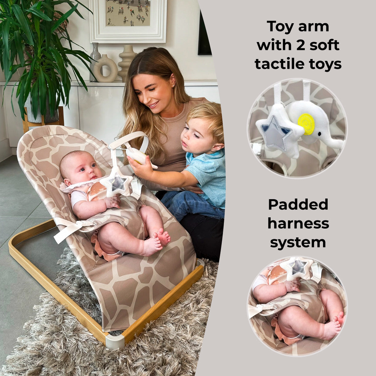 My Babiie Baby Bouncer with Toy Bar - Giraffe
