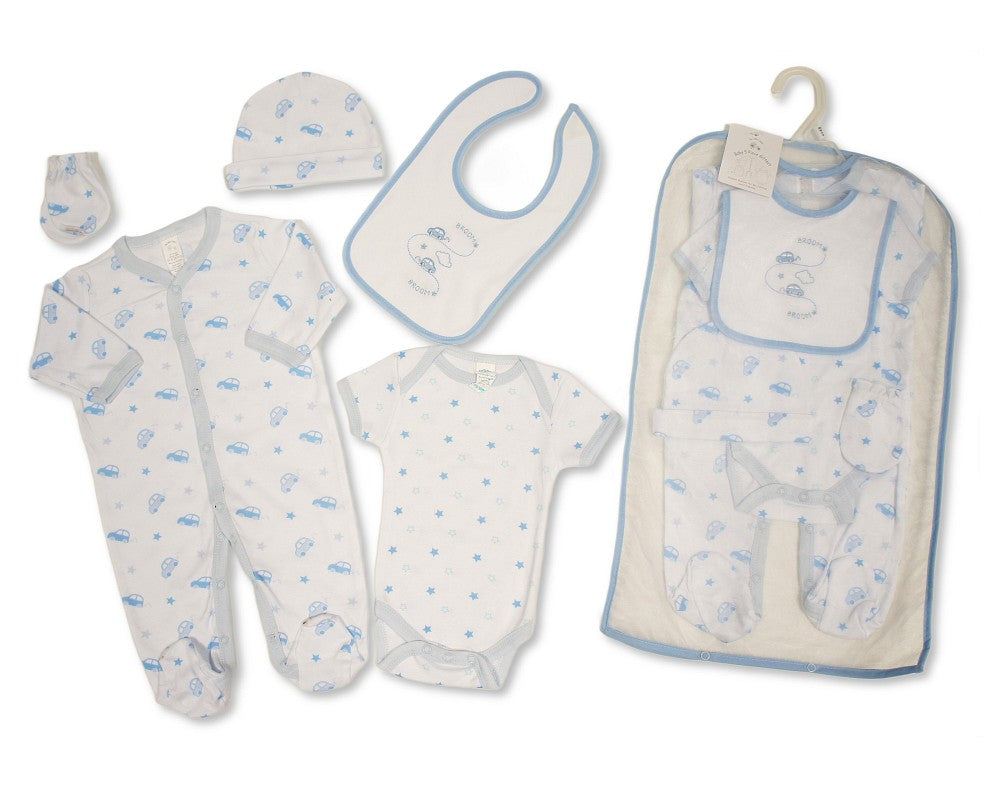 My Little Chick Baby Boys 5 Pieces Layette Gift Set - Broom, Broom