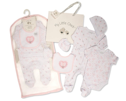 My Little Chick Baby Girls 5 pcs Gift Set with Paper Gift Bag - Hearts