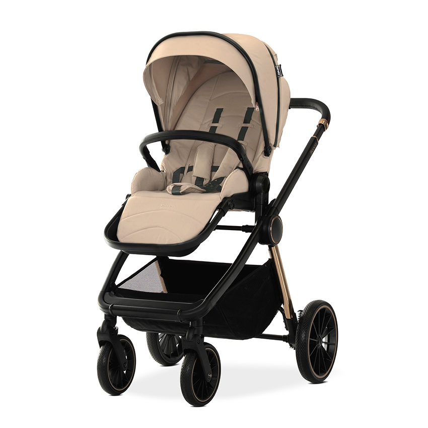 Lorelli Bianca 3in1 Travel System - Beige Warm Includes Aria Luxe Car Seat and Rain Cover