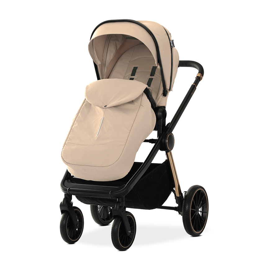 Lorelli Bianca 3in1 Travel System - Beige Warm Includes Aria Luxe Car Seat and Rain Cover