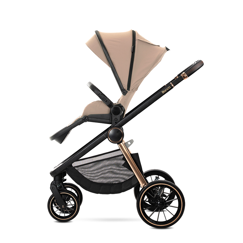 Lorelli Bianca 3in1 Travel System - Beige Warm Includes Aria Luxe Car Seat and Rain Cover