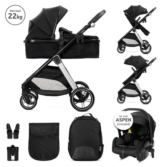 Lorelli Aspen 3in1 Travel System Inc Aspen I Size Car Seat – Black