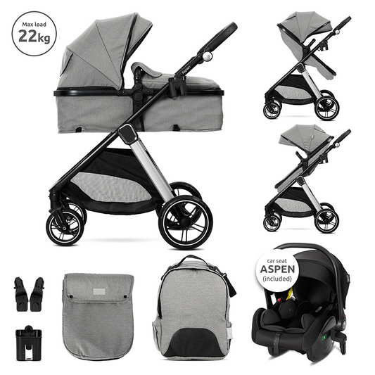 Lorelli Aspen 3in1 Travel System Inc Aspen I Size Car Seat – Grey