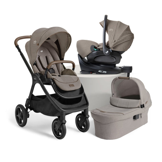 joie pram with carry cot and car seat in maple
