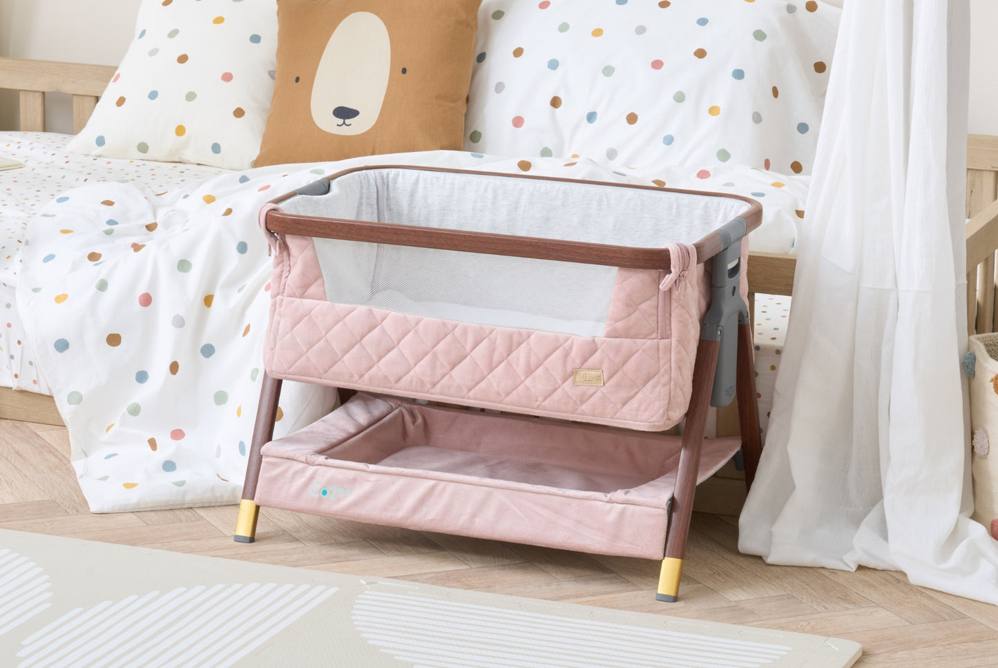 Tutti Bambini CoZee Luxe Mini Me Crib - Walnut & Blush