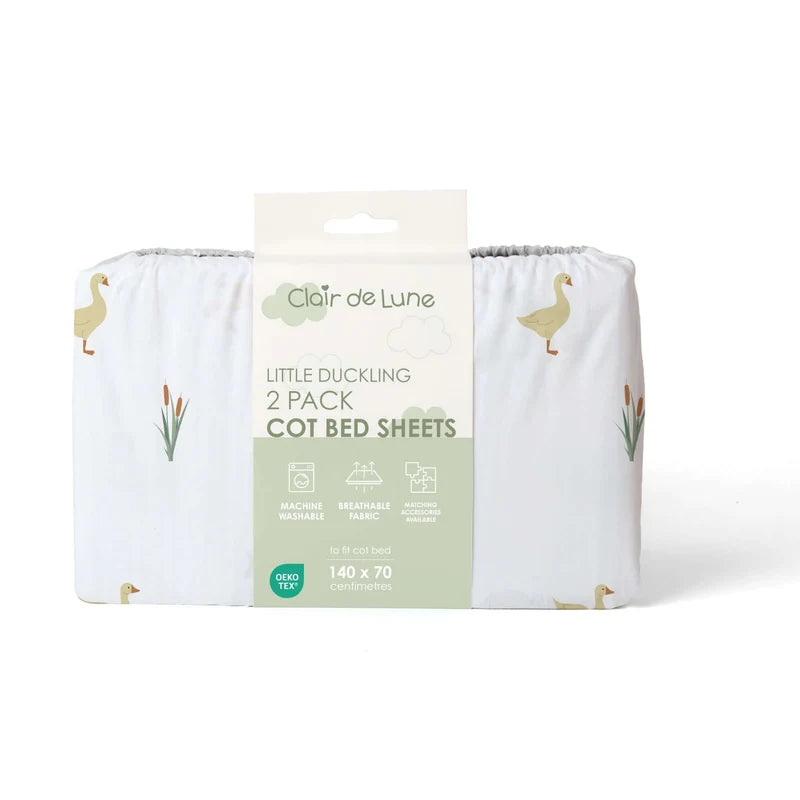 Clair-de-lune 2 Pack Fitted Little Duckling Cot Bed Sheets - 140 x 70 cm