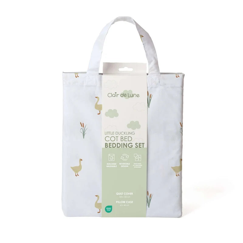 Clair-de-lune Reversible Little Duckling Cot Bed Duvet Cover and Pillowcase Set