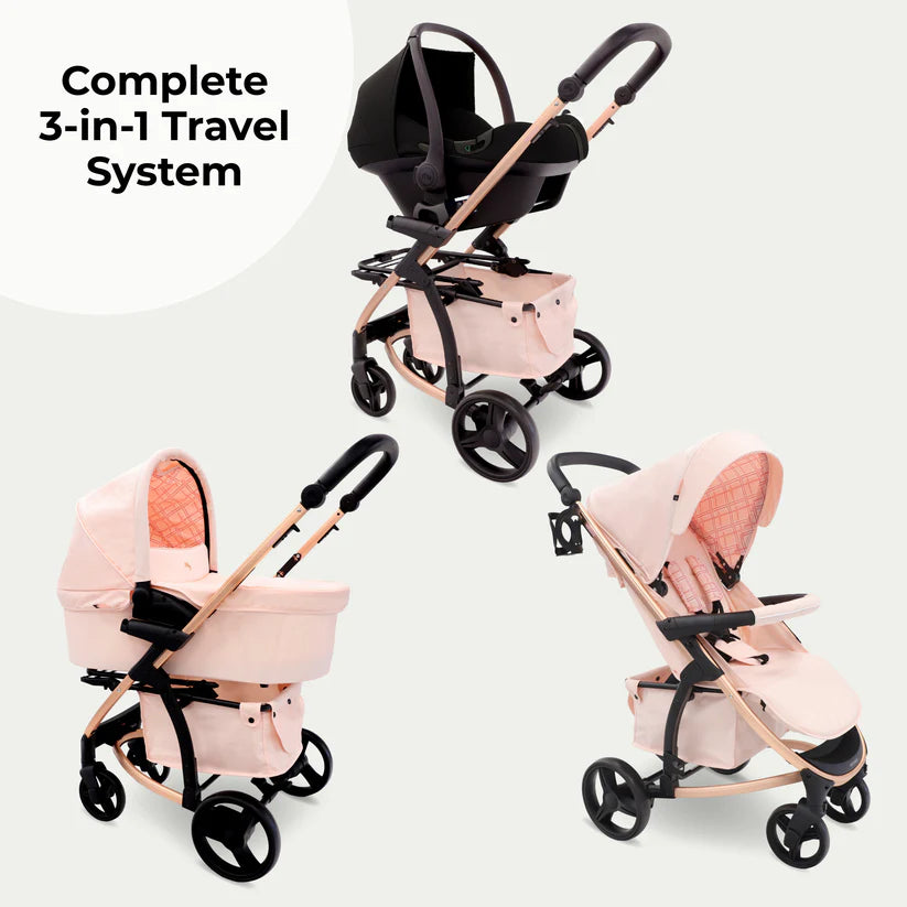 My Babiie MB200i 3-in-1 Travel System with i-Size Car Seat - Pink Plaid