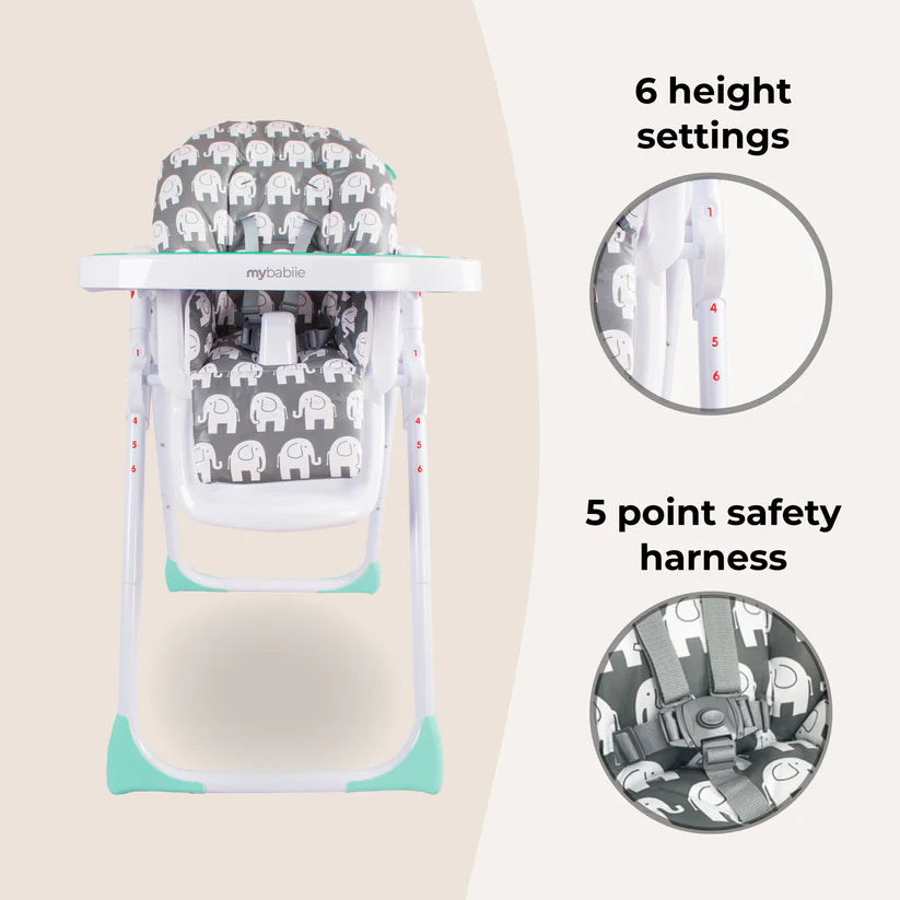 My Babiie MBHC8 Premium Highchair - Elephants