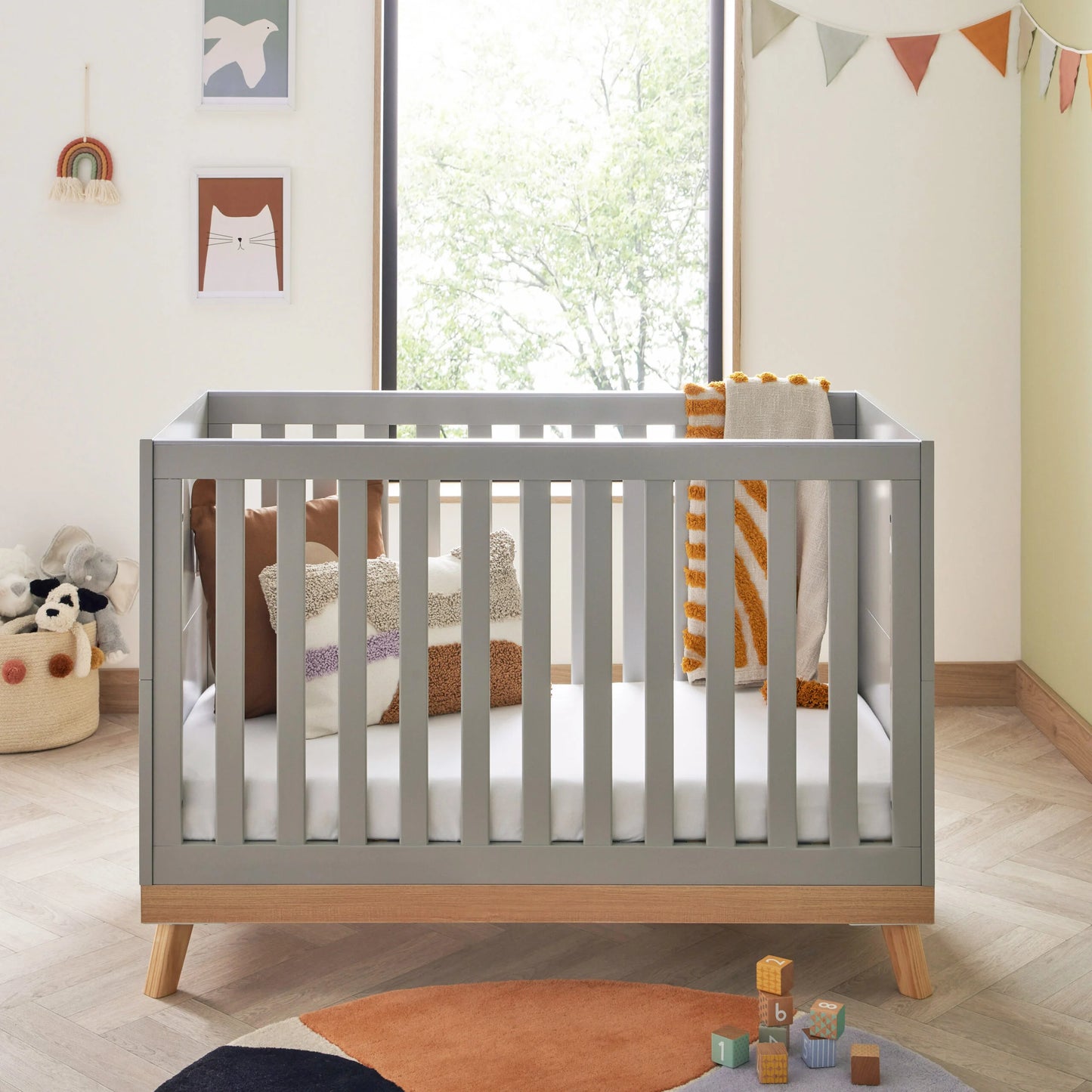 Babymore Mona Mini Cot Bed – Grey