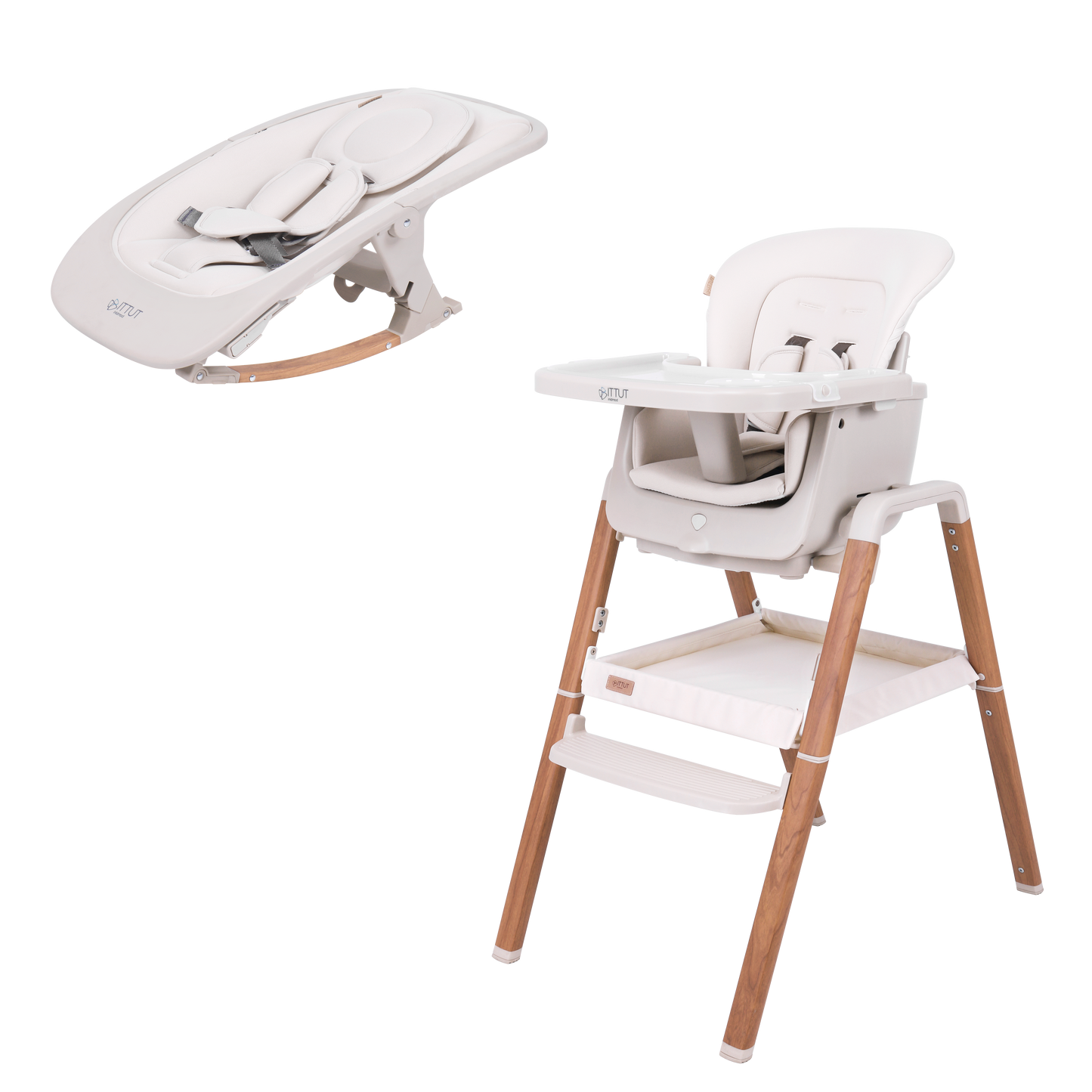 Tutti Bambini Nova Birth to 12 Years Complete Highchair Package - Scandinavian Walnut & Ecru
