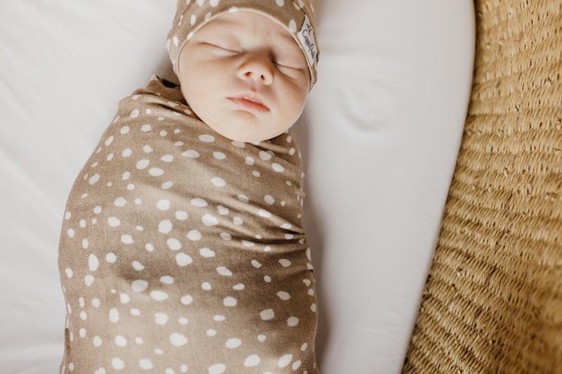 Copper Pearl Knitted Swaddle Blanket Fawn
