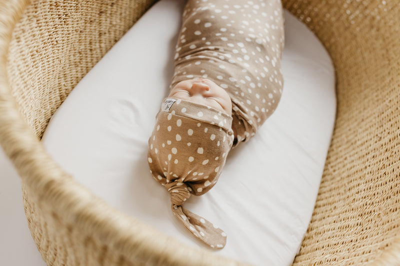 Copper Pearl Knitted Swaddle Blanket Fawn