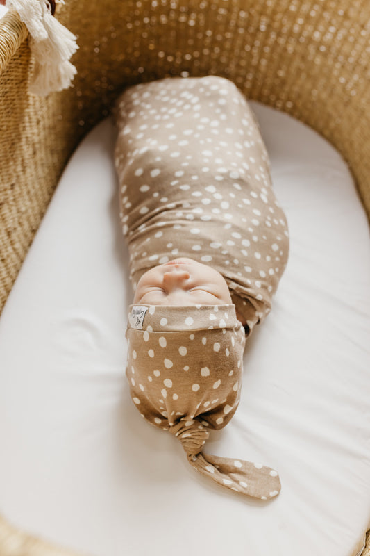 Copper Pearl Knitted Swaddle Blanket Fawn