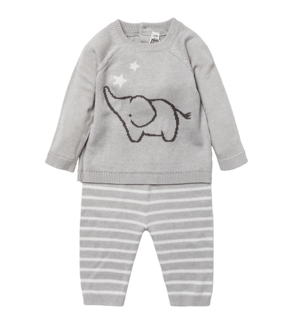 Rock A Bye Baby Baby 2pc Knitted Trouser Set - Elephant