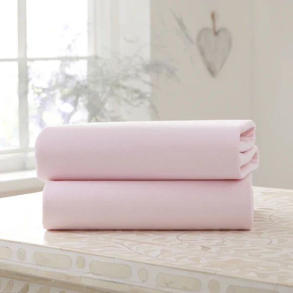 Clair-de-lune 2 Pack Cotton Fitted Pram/Crib Sheets - 90 x 40 cm 2 Colours