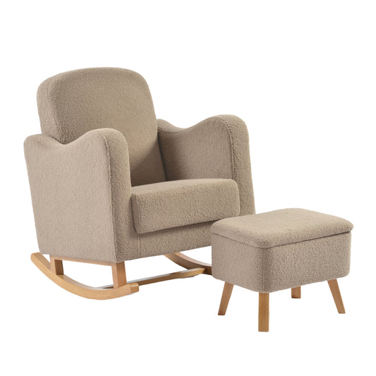 Bebe & Beyond Soother Nursing Chair + Stool – Boucle Collection Biscuit